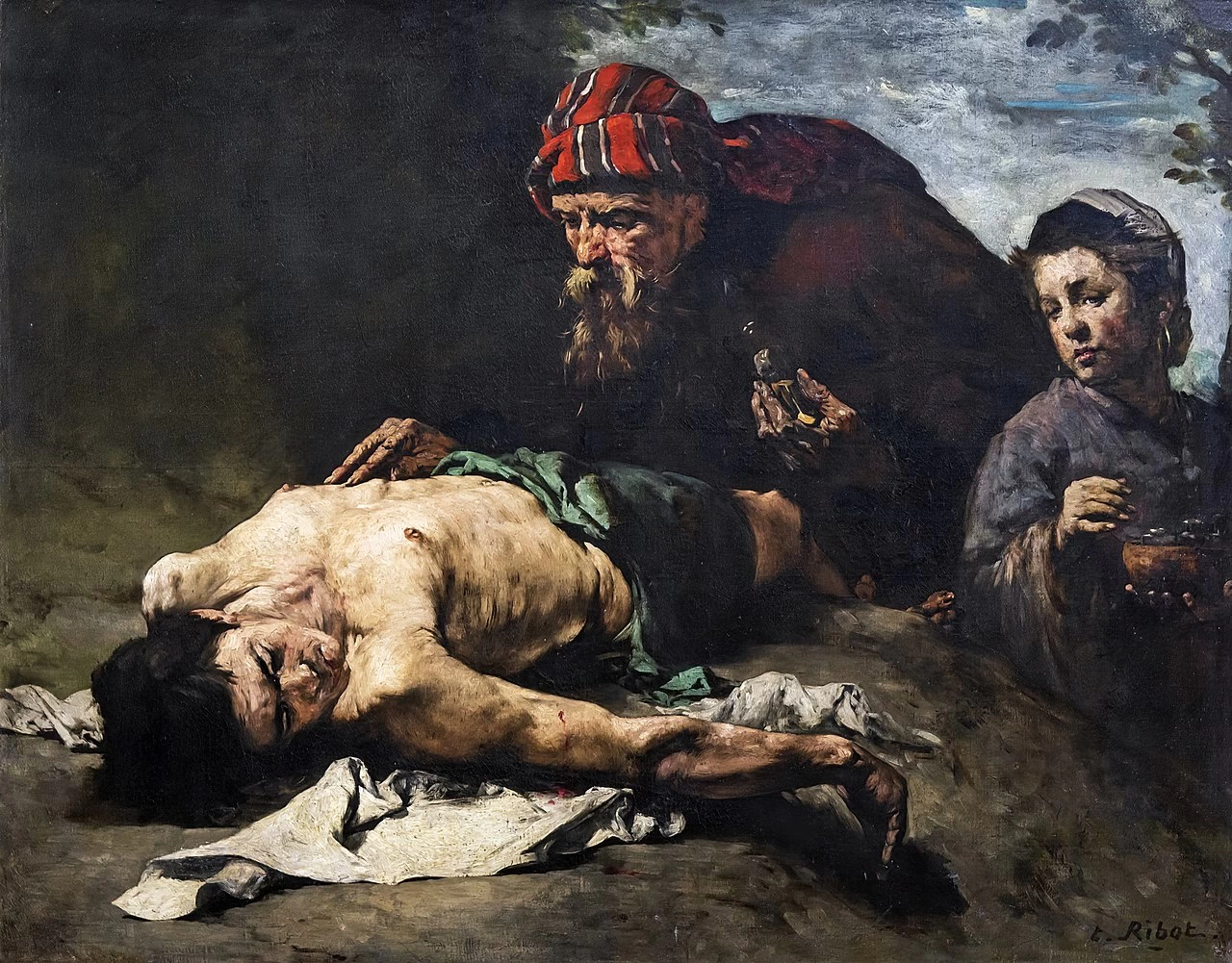 Augustin Théodule Ribot - Il buon Samaritano, 1870, Musée des beaux, arts de Pau